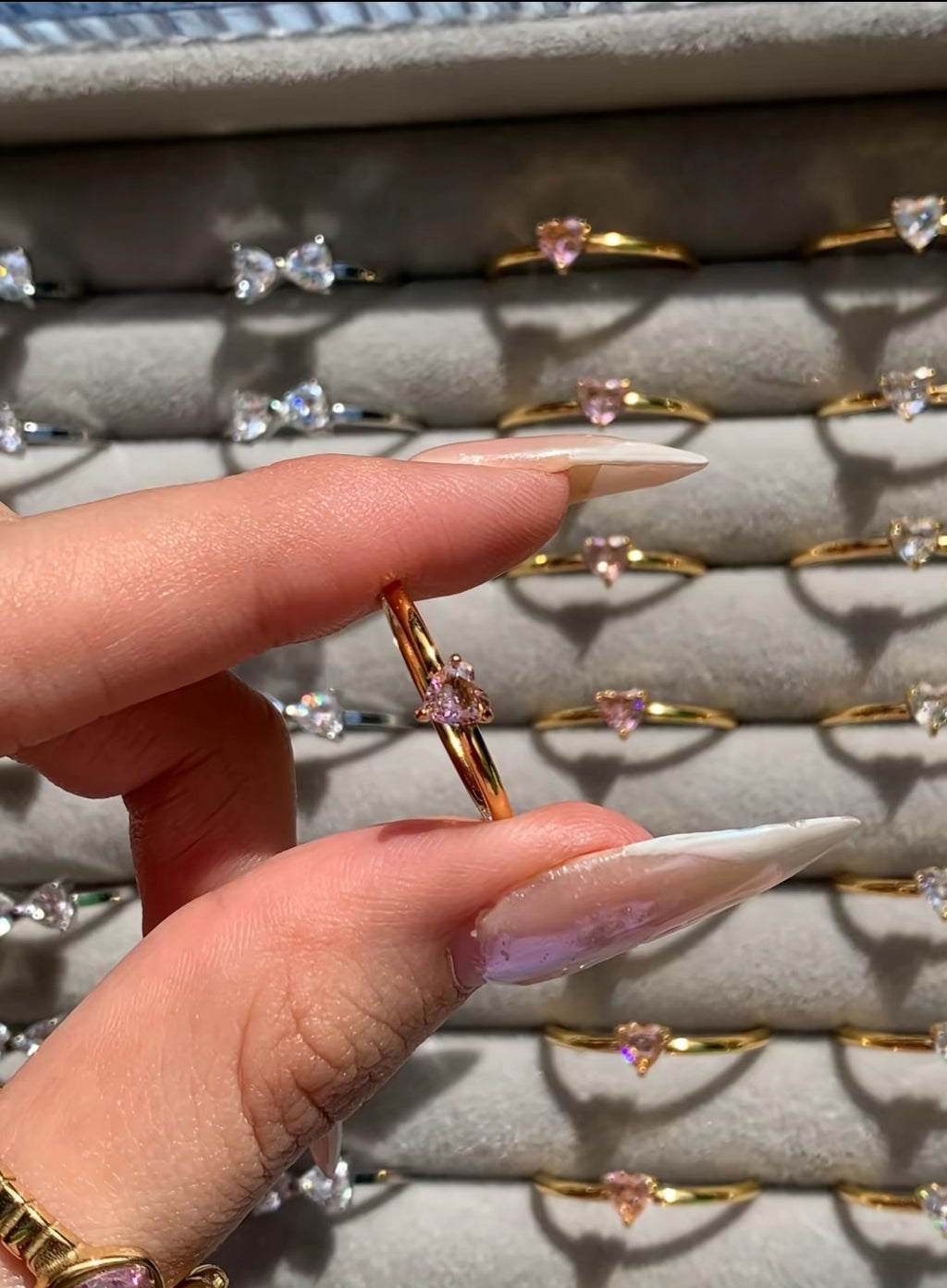 heart gemstone rings(18k plated)