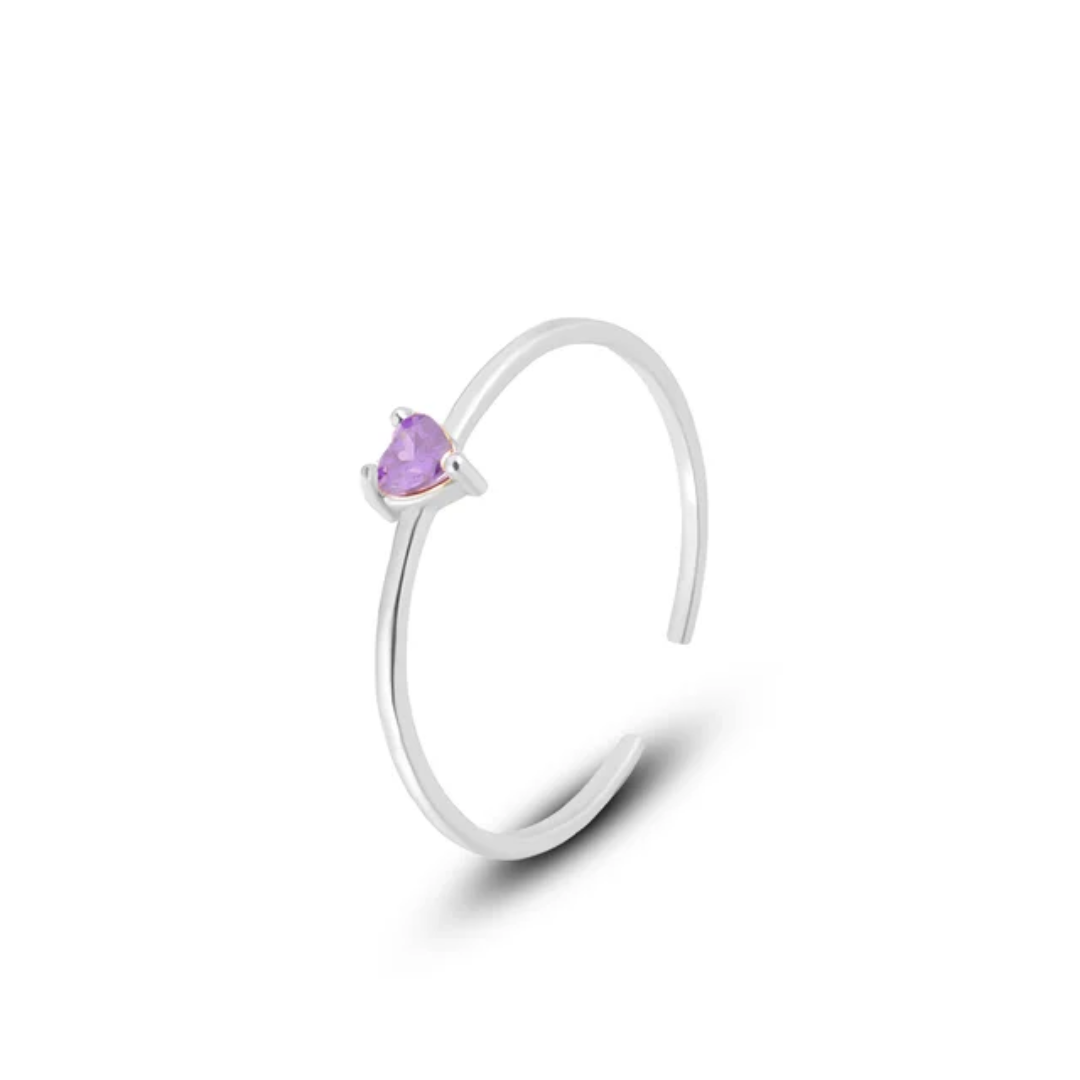 Silver heart gemstone (rhodium plated)