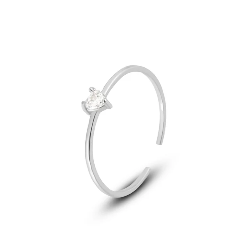 Silver heart gemstone (rhodium plated)