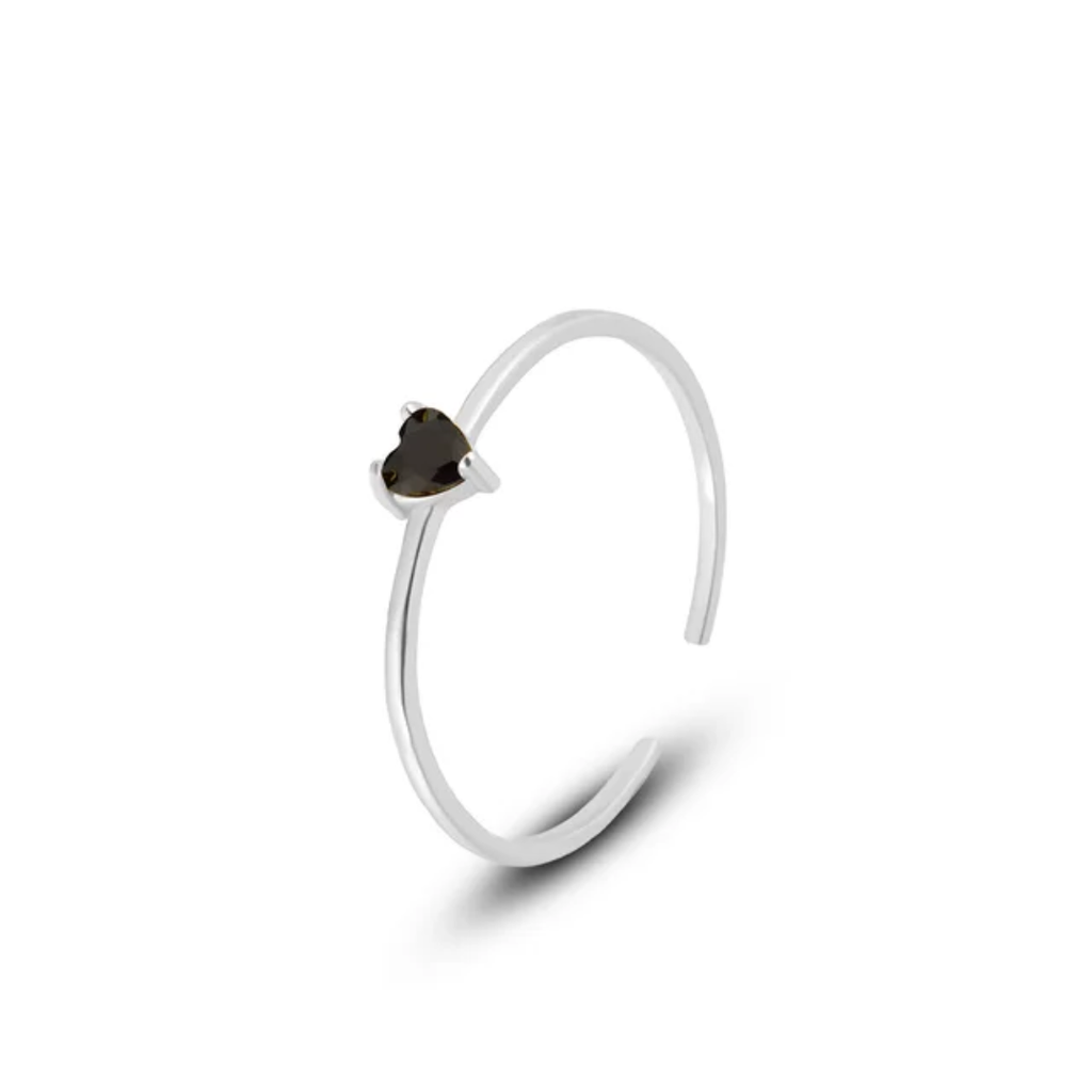 Silver heart gemstone (rhodium plated)