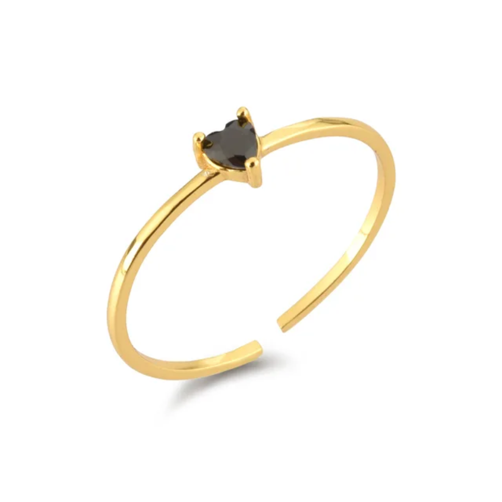 heart gemstone rings(18k plated)
