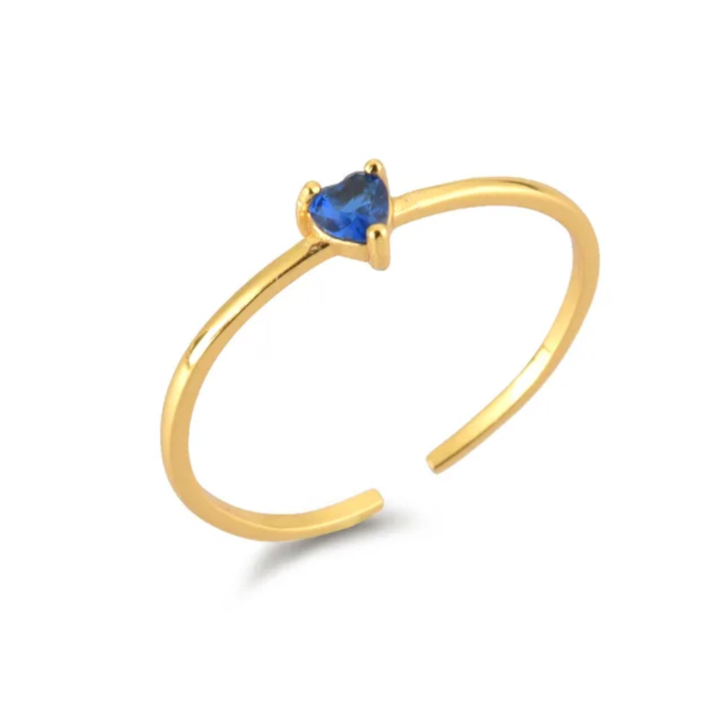 heart gemstone rings(18k plated)