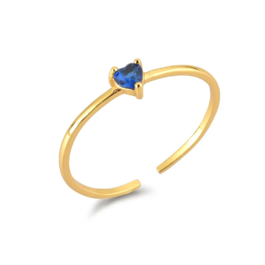 heart gemstone rings(18k plated)