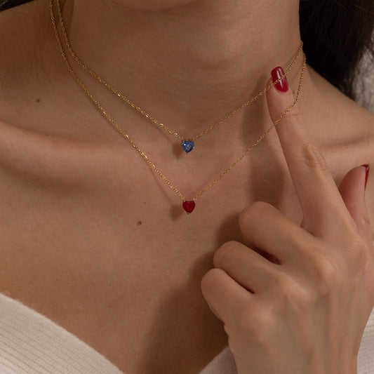 Birthstones necklace 18k gold plated