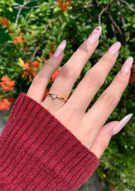 heart gemstone rings(18k plated)