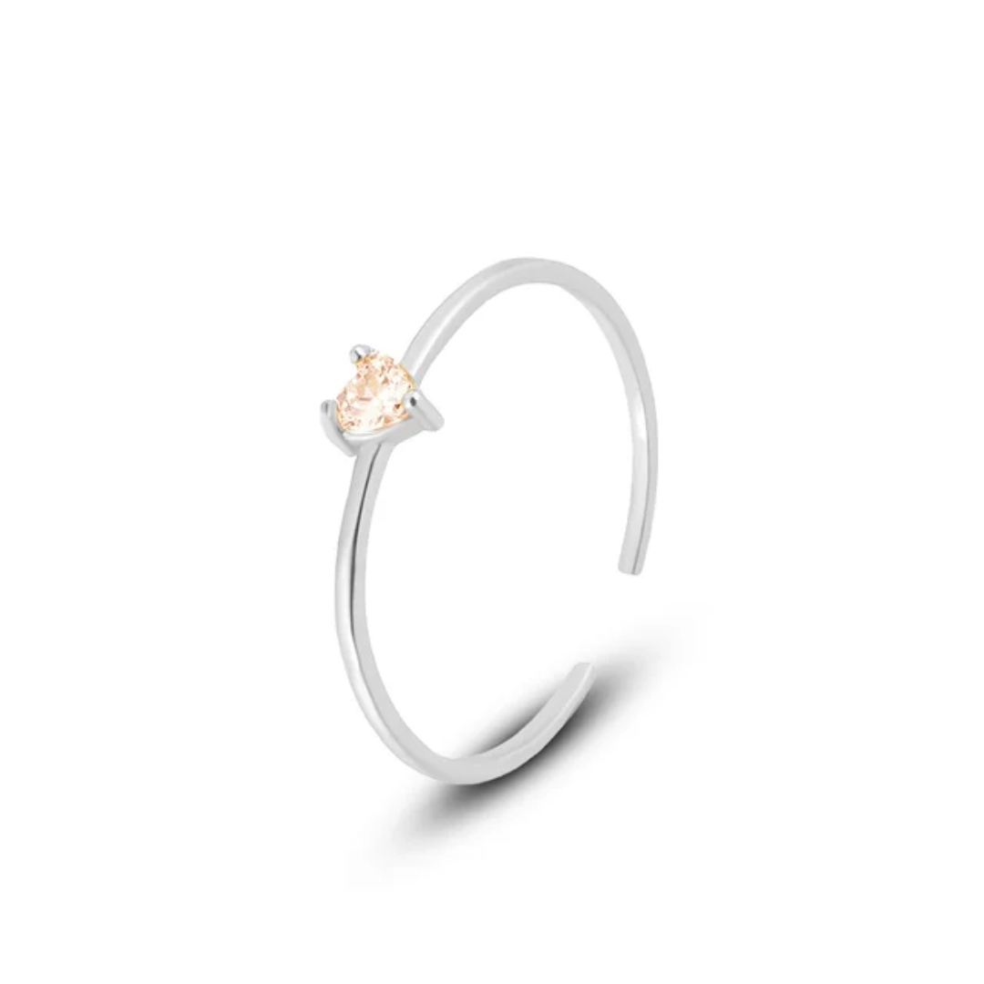 Silver heart gemstone (rhodium plated)