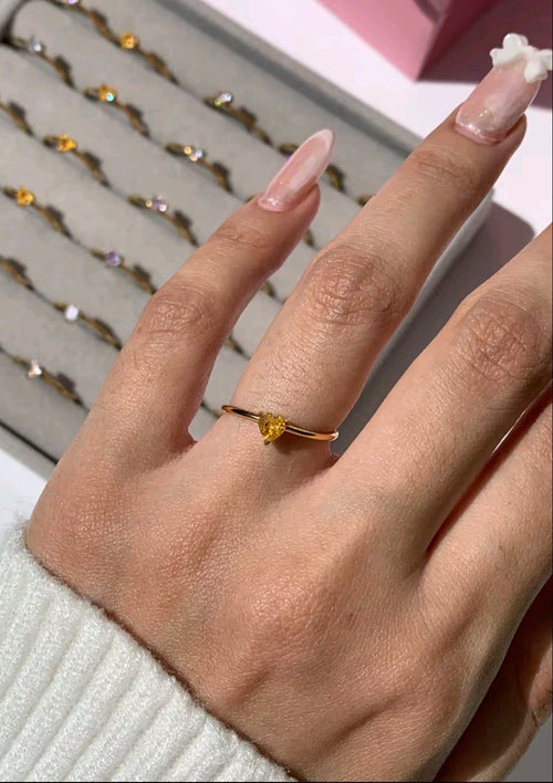 heart gemstone rings(18k plated)