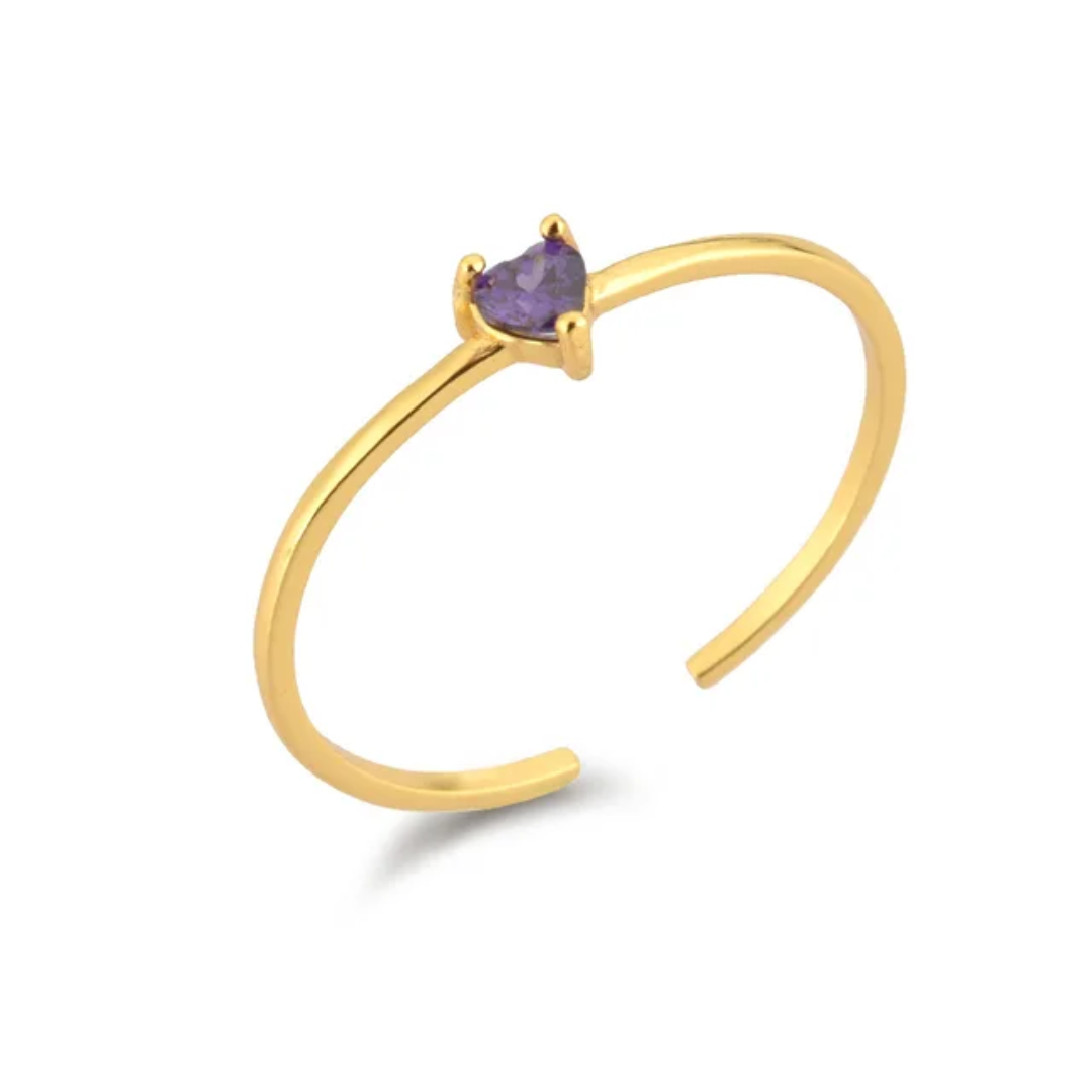 heart gemstone rings(18k plated)