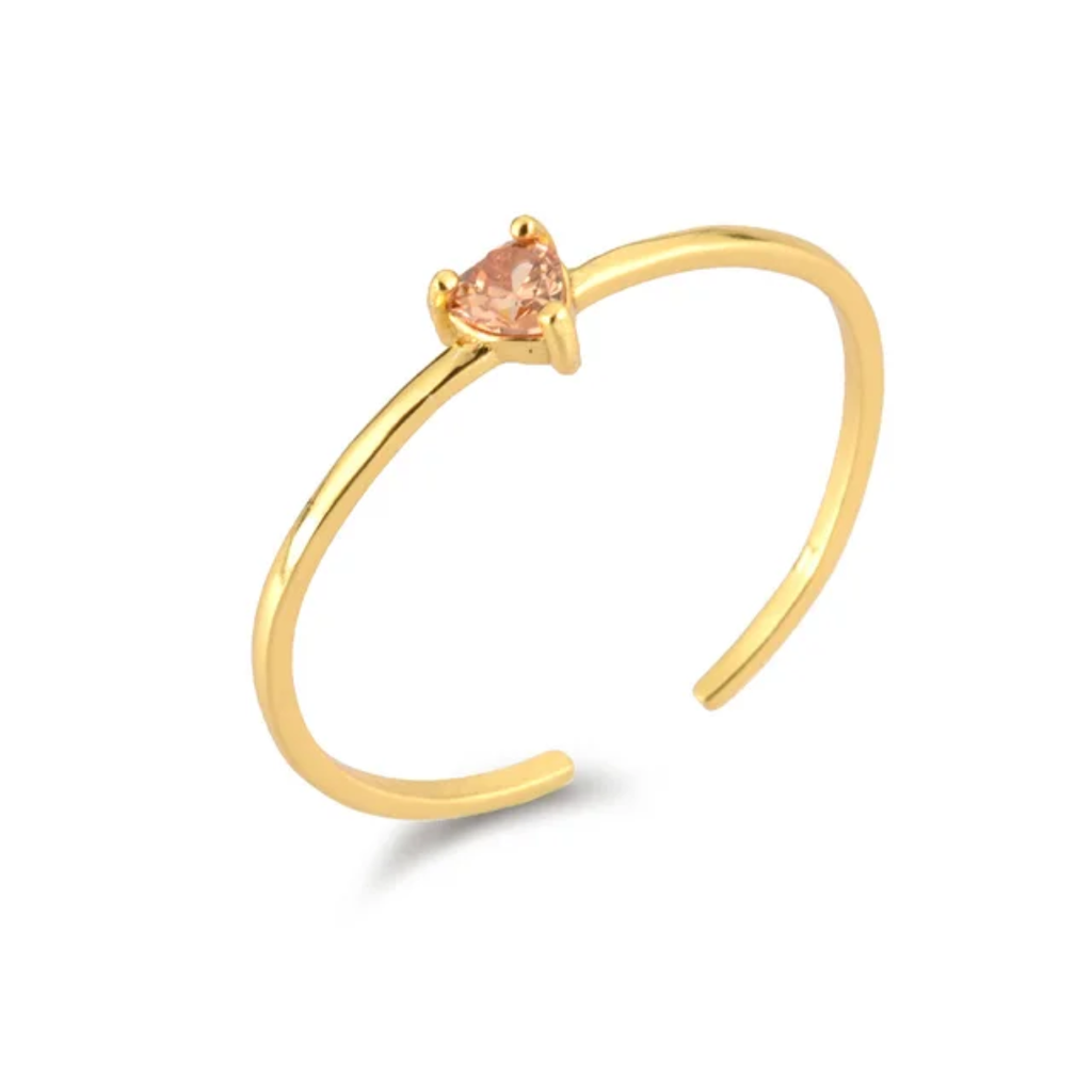heart gemstone rings(18k plated)